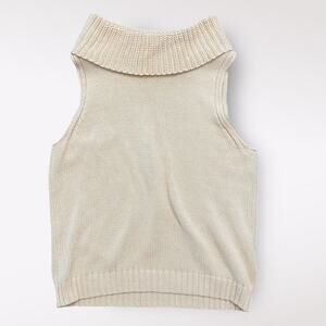 Pants Store Cream Cowl Neck Sleeveless Sweater‎ Vest Womens Size M Comfy Casual